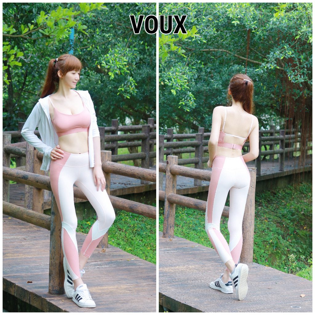 【運動穿搭】MIT運動品牌-VOUX│涼感運動套裝 吸濕排汗更清爽│顯瘦配色 夏日粉嫩穿搭 │穿出都會時尚運動風 @混血珊莎的奇幻旅程