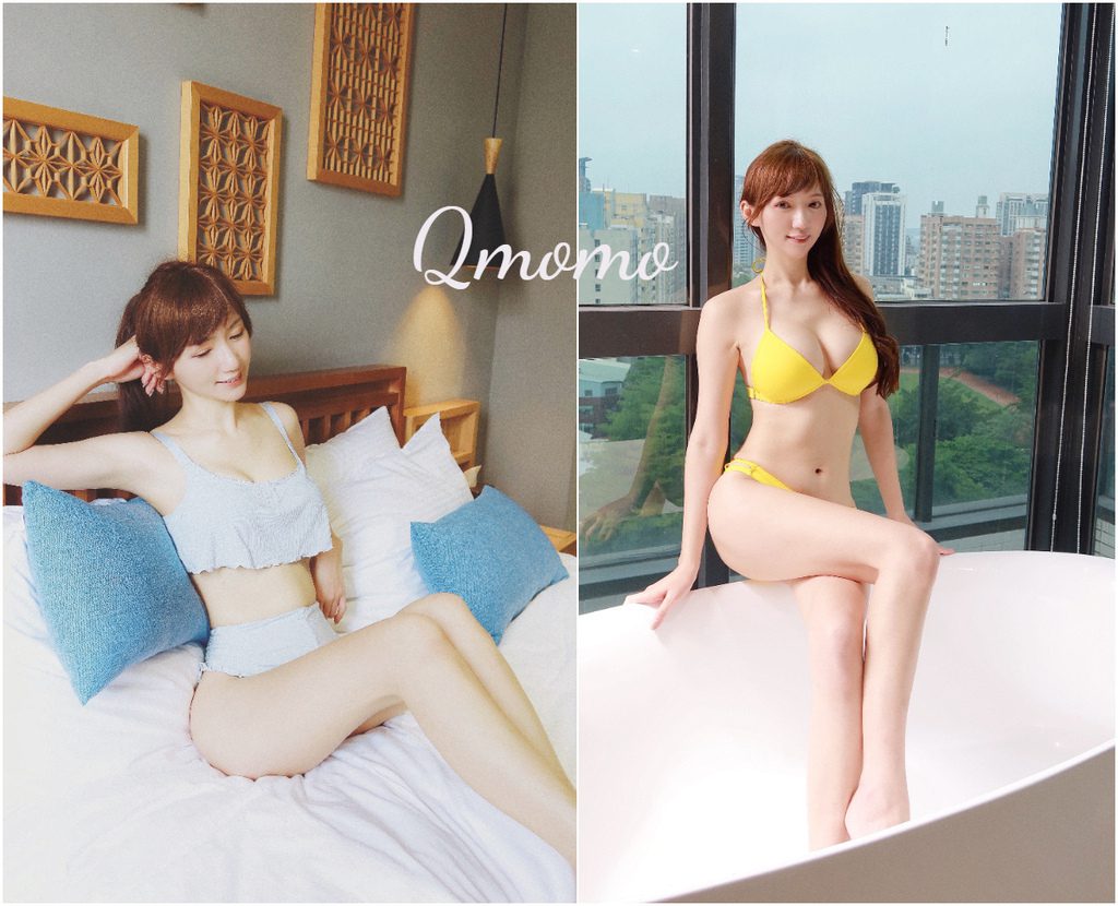 【內在美│泳裝推薦】Qmomo 晚安推推 睡眠內衣 打造夜晚美胸計畫 │Qmomo熱帶沙瓦 單綁帶渾圓美胸比基尼 專屬性感夏日穿搭 @混血珊莎的奇幻旅程